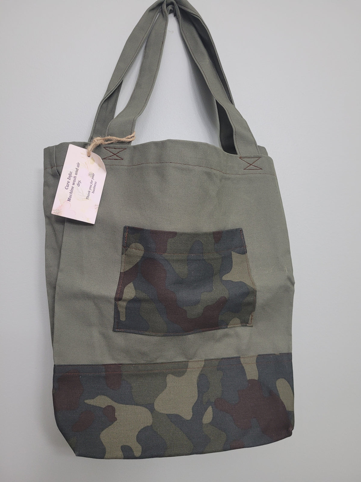 Green Camo Shopping Tote