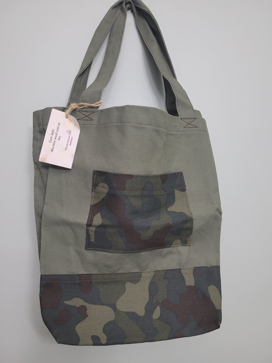 Green Camo Shopping Tote