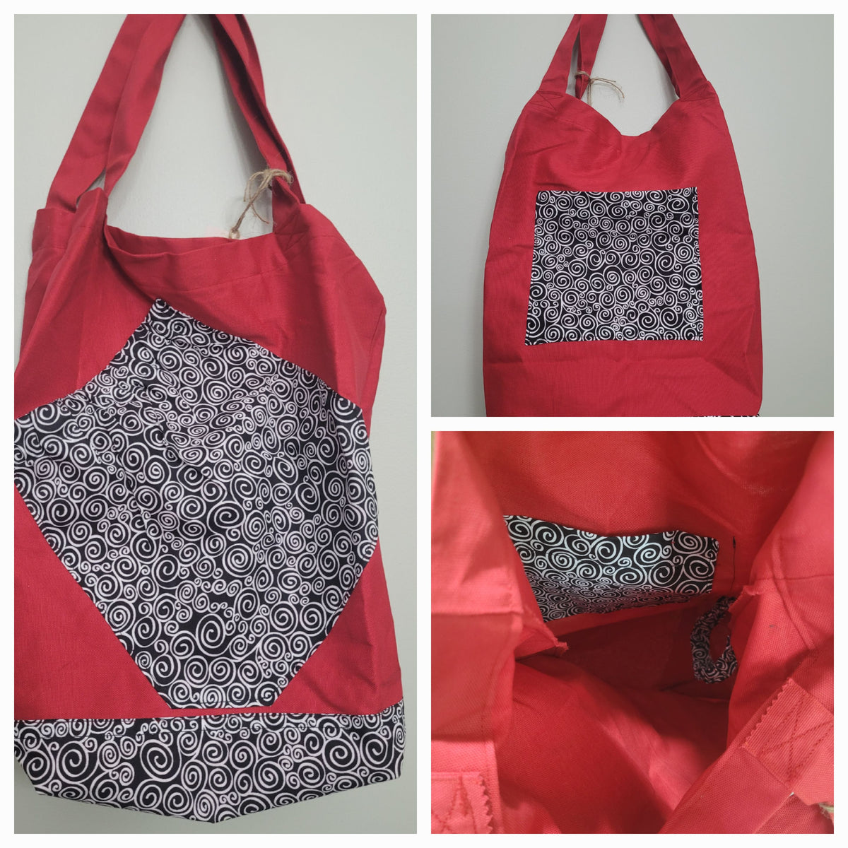 Red with Black & White Swirl Pickleball Tote