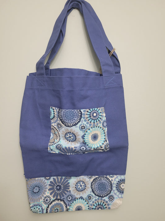 Blue with Teal/Blue/Grey Geometric Shopping Tote