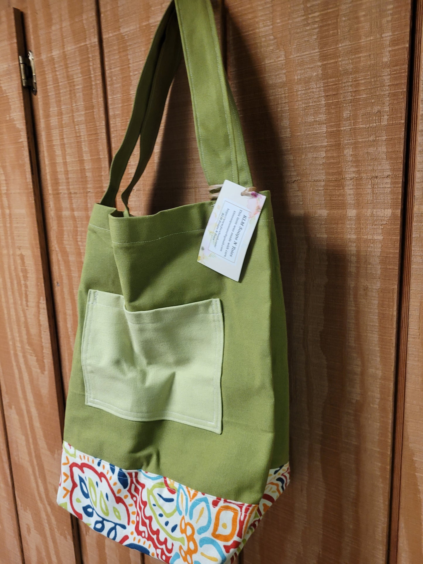 Green/Lime Flower Shopping Tote