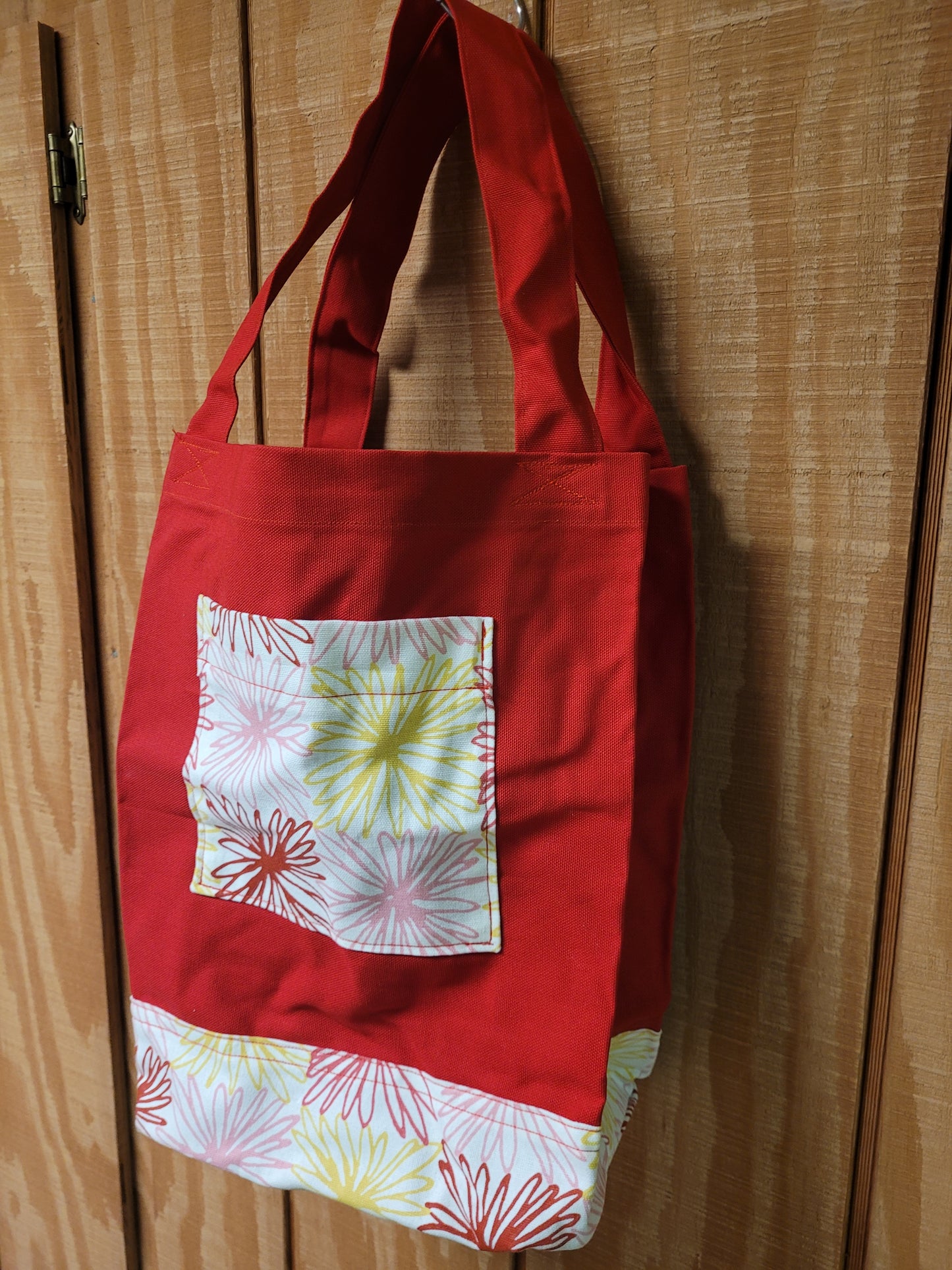 Red Flower Shopping Tote